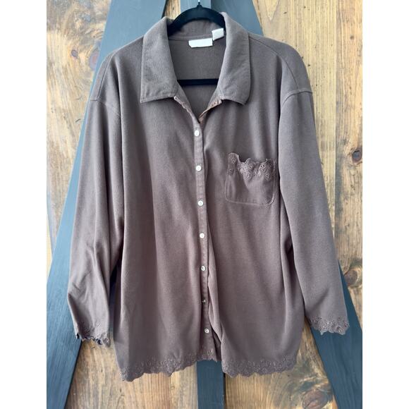 Vintage J Jill Fleece Button Down Shirt Plus Size 2X Excellent Condition! - Picture 1 of 6